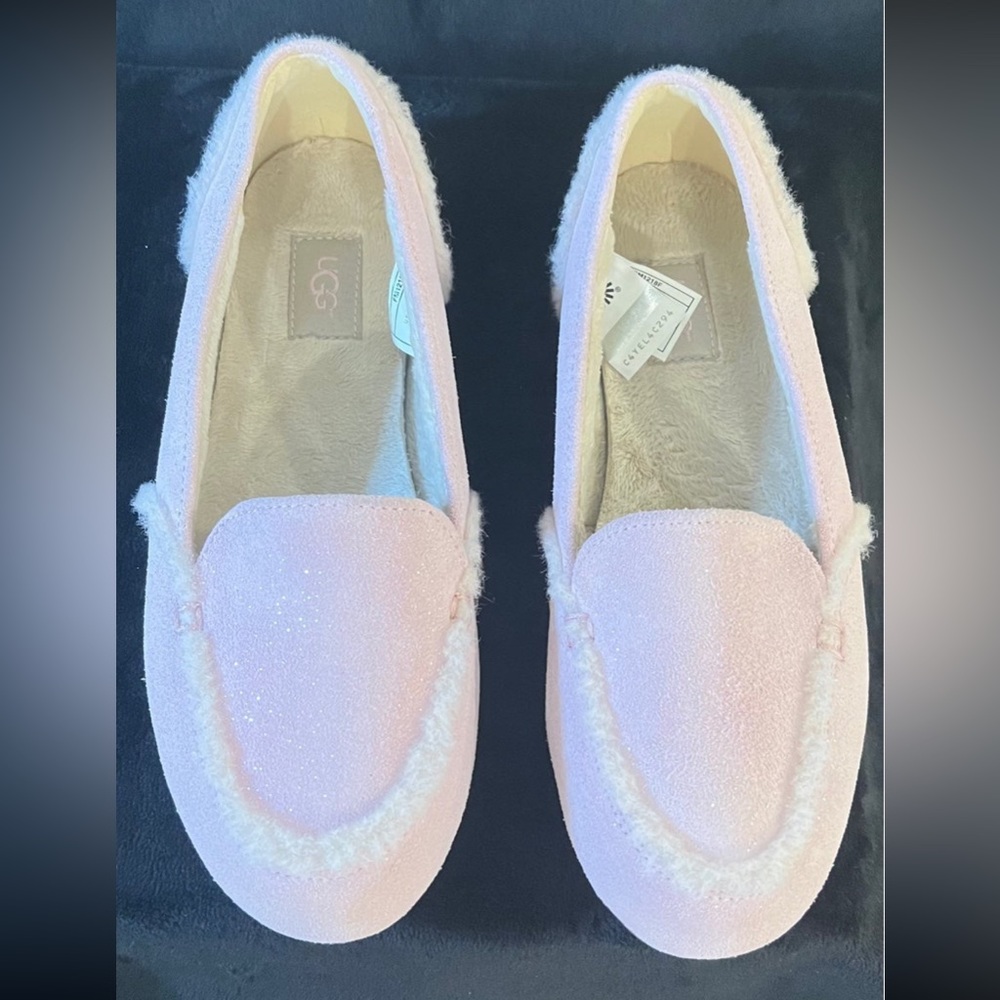 UGG Pink Hailey Sparkle Slippers - Size 3